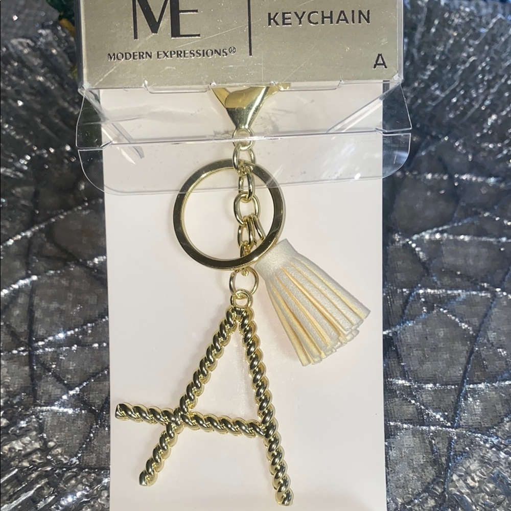 Modern Expressions Gold Initial A Keychain